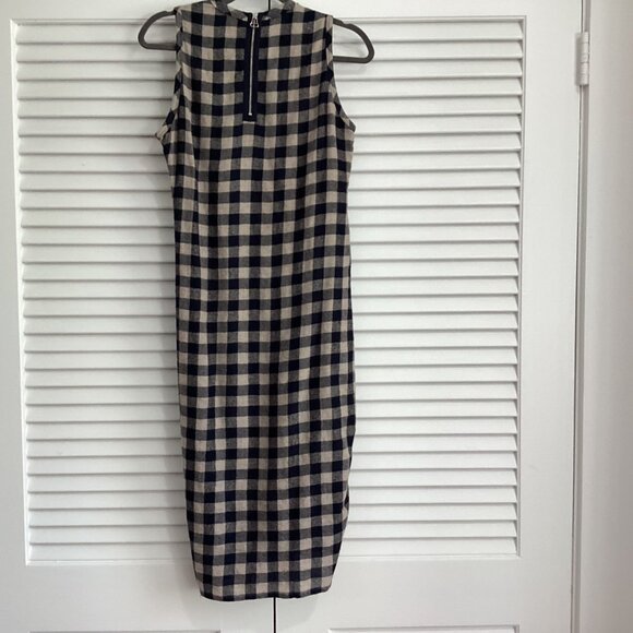 James Perse “Spiral” wool & linen blend ruched dress In navy/linen size S - Picture 3 of 16